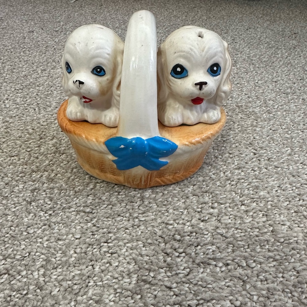 Ceramic Puppy salt and pepper shakers